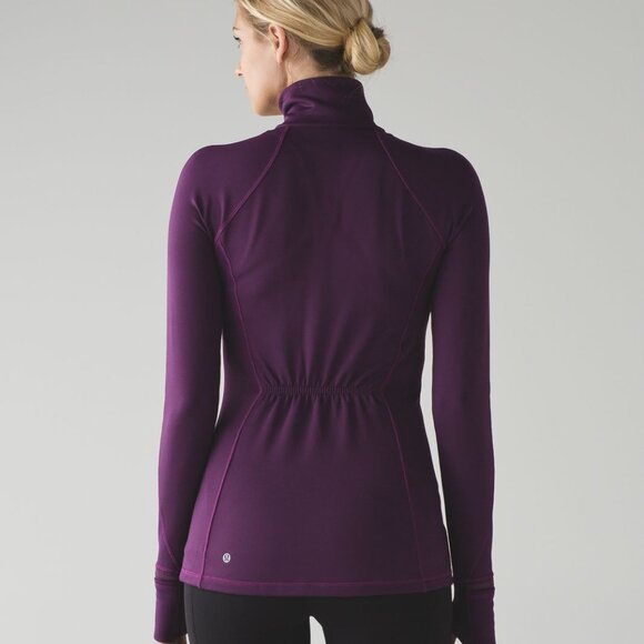 Like New: Lululemon First Mile 1/2 Zip Darkest Magenta Size 2 - Picture 4 of 9